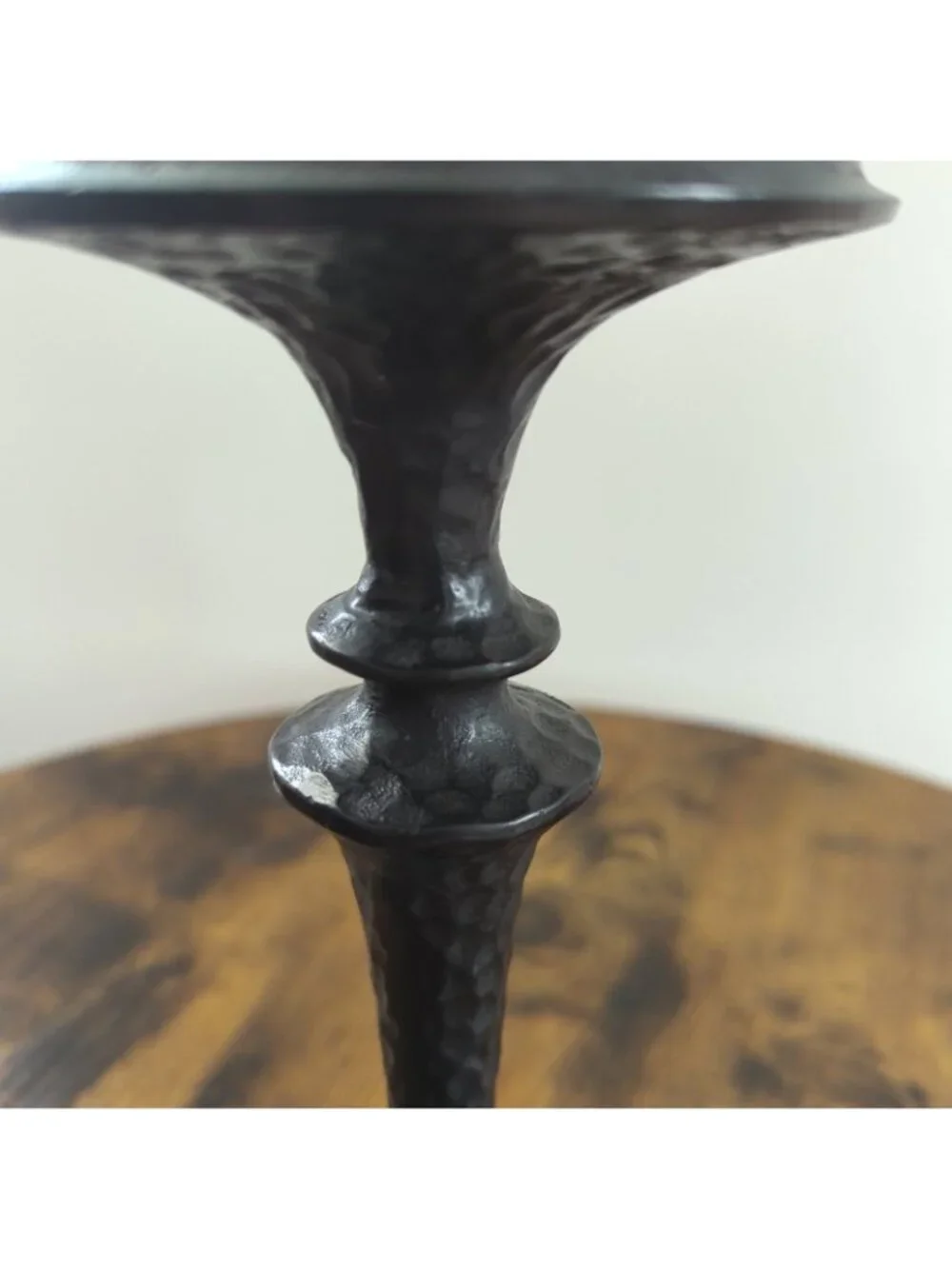 Pottery Barn Seville Pillar Candle Holder, Hammered Black 9” Home Decor Heavy-lp